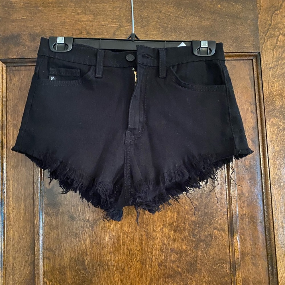 Black denim shorts